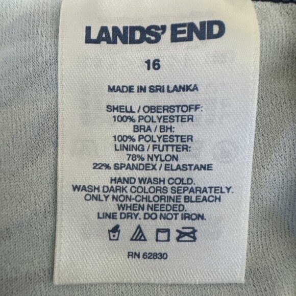 Lands' End Women's 16 Tankini Swim Top Blue Tropical EUC - Picture 7 of 9